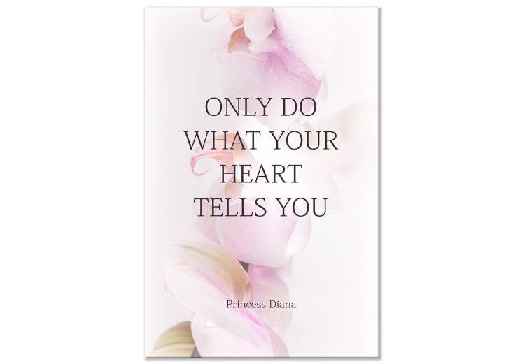 Canvas Art Print Listen to the heart - motivational quote in english on pink background 122846