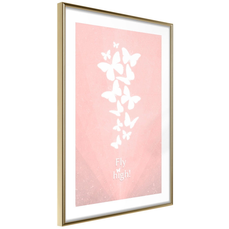Poster Fly High! - English texts with white butterflies on a pink background 122946 additionalImage 6