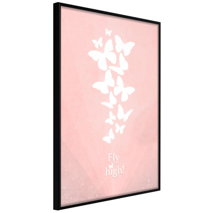 Poster Fly High! - English texts with white butterflies on a pink background 122946 additionalImage 10