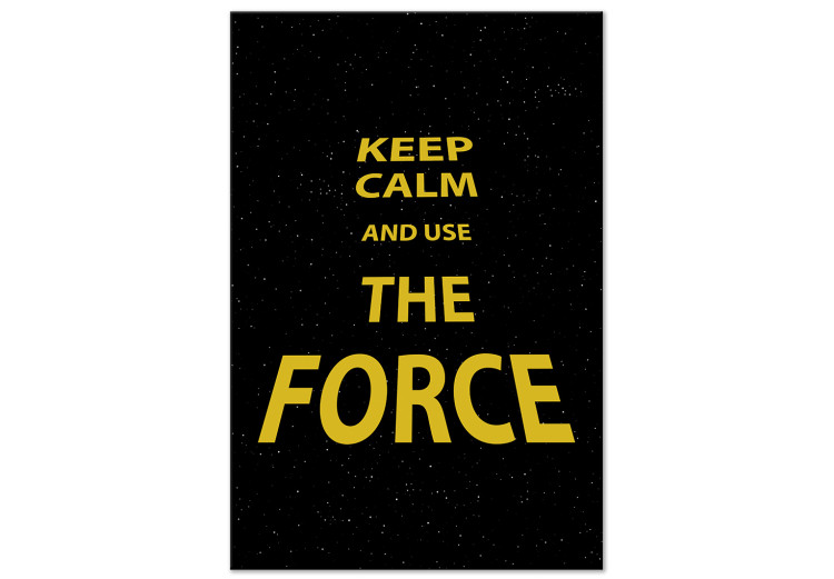 Canvas Art Print Golden English Keep calm and use the force sign - on black background 125346