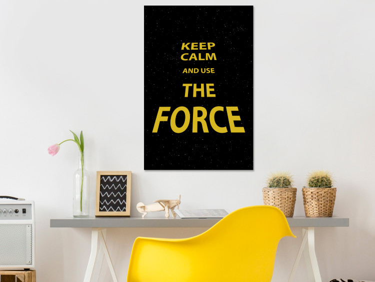 Canvas Art Print Golden English Keep calm and use the force sign - on black background 125346 additionalImage 3