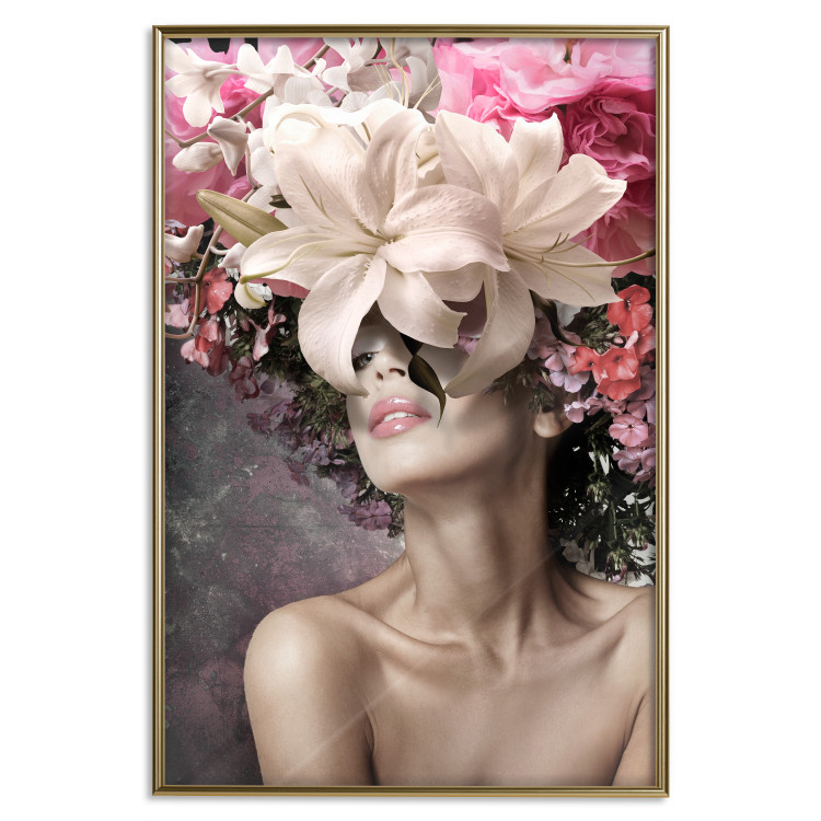 Poster Scent of Dreams - woman with flowers on her head in an abstract motif 127246 additionalImage 21