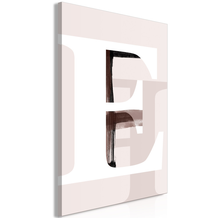 Canvas White, capital letter E - beige abstraction with black shadow 127846 additionalImage 2
