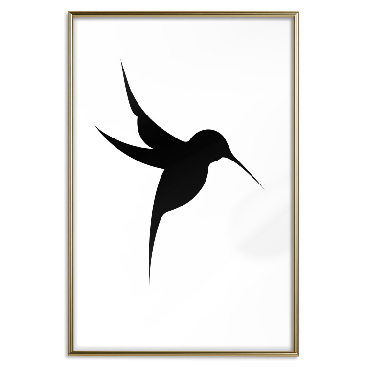 Poster Black Hummingbird - black solid bird on contrasting white background 128046 additionalImage 26