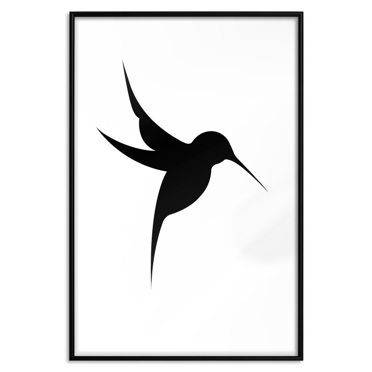 Poster Black Hummingbird - black solid bird on contrasting white background 128046 additionalImage 20