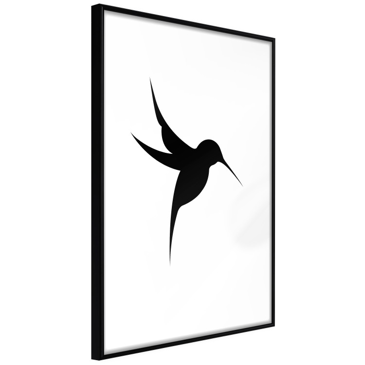 Poster Black Hummingbird - black solid bird on contrasting white background 128046 additionalImage 8
