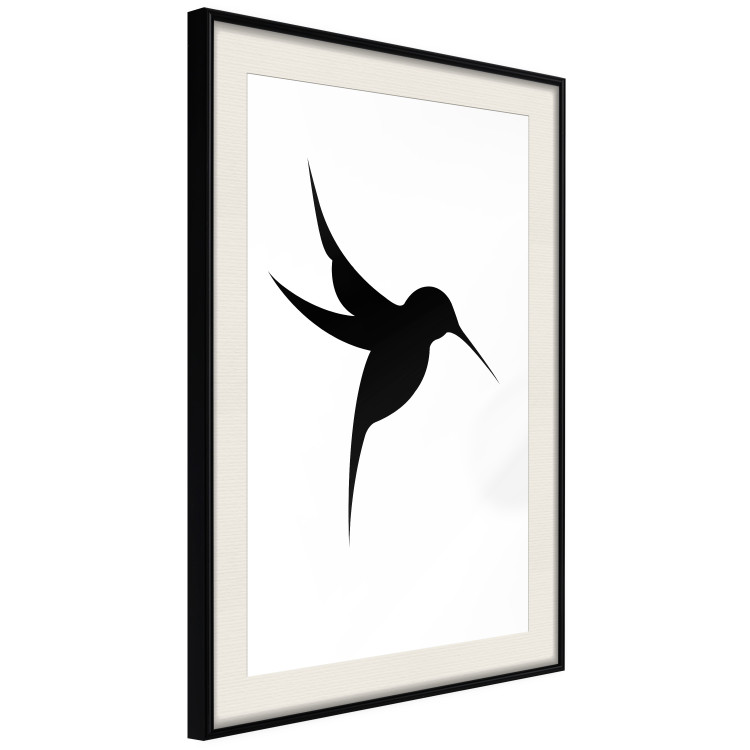 Poster Black Hummingbird - black solid bird on contrasting white background 128046 additionalImage 2