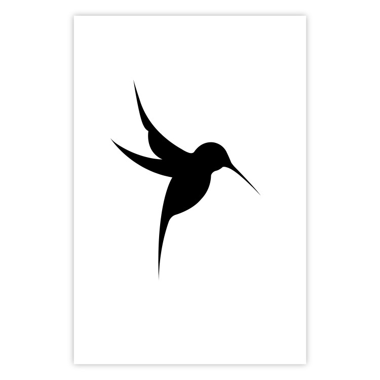 Poster Black Hummingbird - black solid bird on contrasting white background 128046 additionalImage 18
