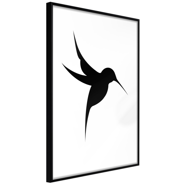 Poster Black Hummingbird - black solid bird on contrasting white background 128046 additionalImage 11