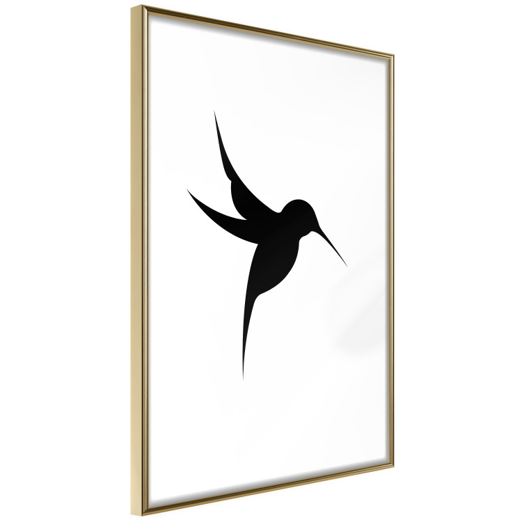 Poster Black Hummingbird - black solid bird on contrasting white background 128046 additionalImage 7