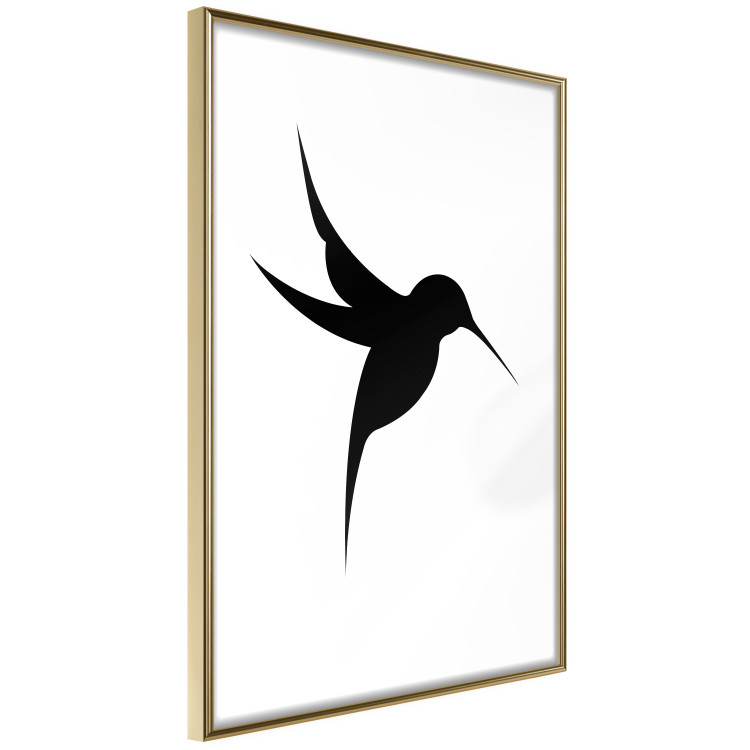Poster Black Hummingbird - black solid bird on contrasting white background 128046 additionalImage 14