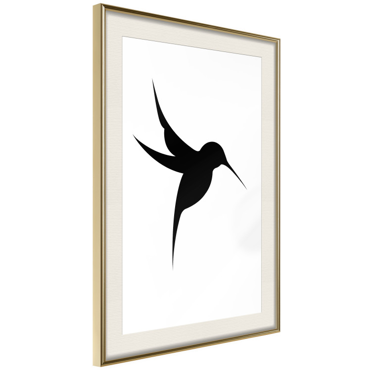 Poster Black Hummingbird - black solid bird on contrasting white background 128046 additionalImage 3