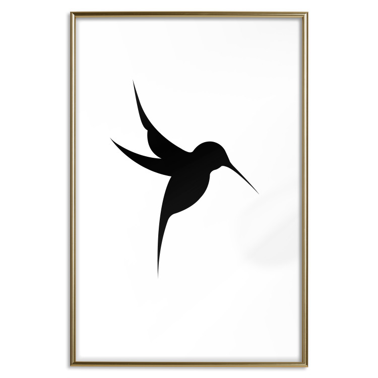Poster Black Hummingbird - black solid bird on contrasting white background 128046 additionalImage 17