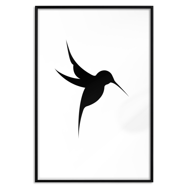 Poster Black Hummingbird - black solid bird on contrasting white background 128046 additionalImage 21
