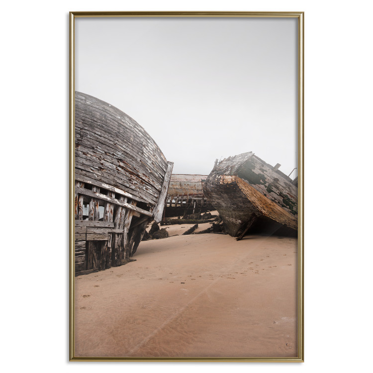 Wall Poster Abandoned Boats - landscape of an abandoned wooden ship on the beach 130346 additionalImage 21