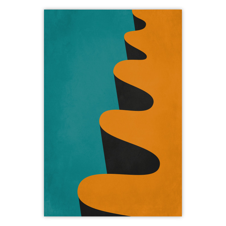 Poster Orange Wave - orange wavy pattern in an abstract motif 134446