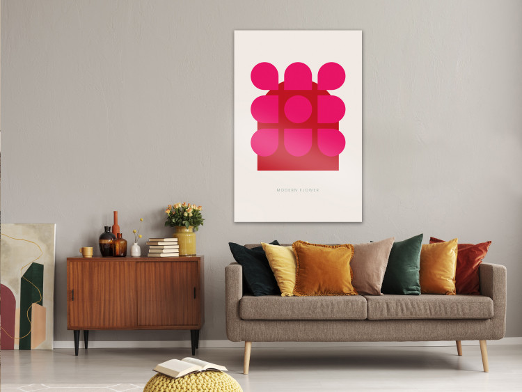 Canvas Print Geometric, pink flower - abstract floristic motif with the inscription 135646 additionalImage 3