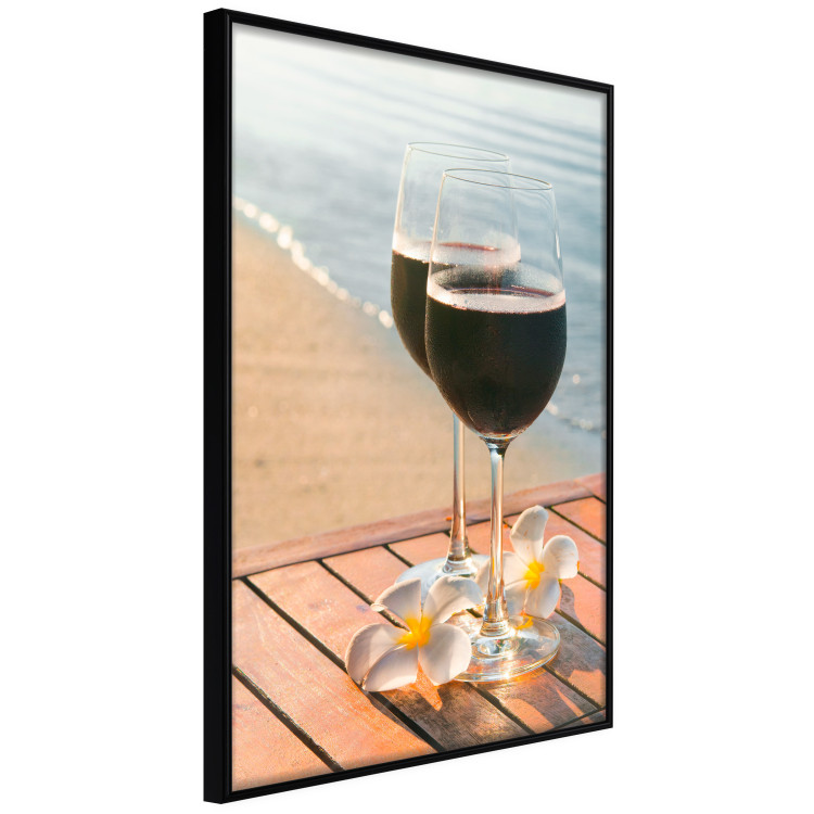 Poster Romantic Refreshment - romantic composition with wine against the sea 136046 additionalImage 7