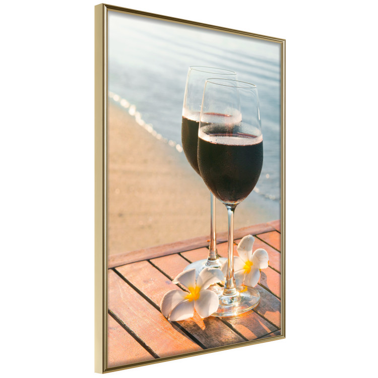 Poster Romantic Refreshment - romantic composition with wine against the sea 136046 additionalImage 8