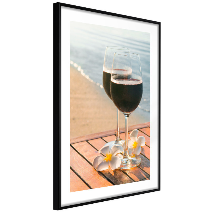Poster Romantic Refreshment - romantic composition with wine against the sea 136046 additionalImage 6