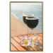 Poster Romantic Refreshment - romantic composition with wine against the sea 136046 additionalThumb 9