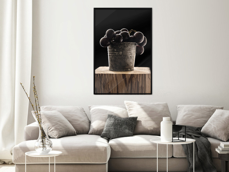 Wall Poster Juice of Love - metal bucket with fruits standing on a wooden stump 138046 additionalImage 15