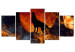 Canvas Print Wolf in Fire (5-piece) wide - black animal against moon background 138546