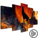 Canvas Print Wolf in Fire (5-piece) wide - black animal against moon background 138546 additionalThumb 6