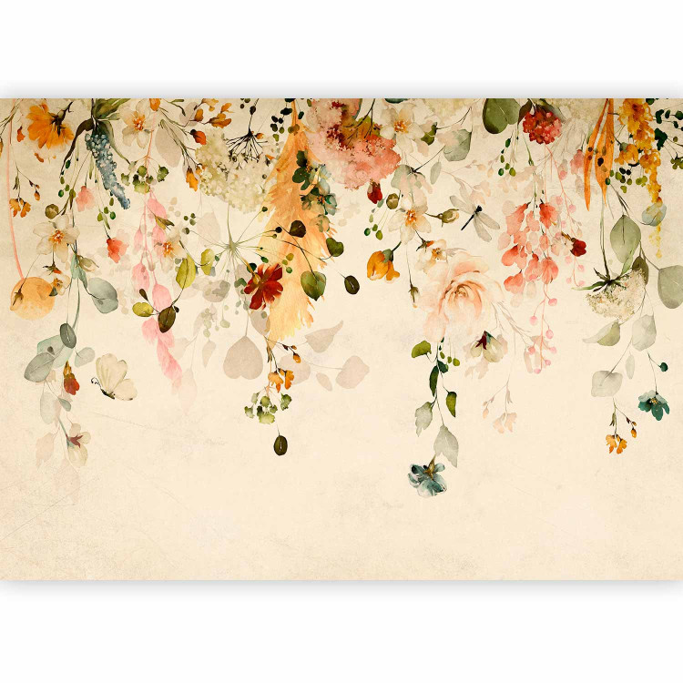 Photo Wallpaper Autumn flowers - motif of colourful dangling flowers in yellow tones 142346 additionalImage 1