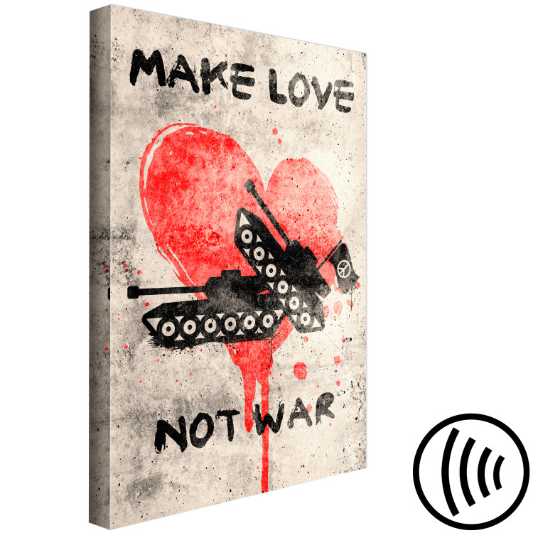 Canvas Print Make Love Not War (1-piece) Vertical - tanks and message text 142446 additionalImage 6