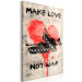 Canvas Print Make Love Not War (1-piece) Vertical - tanks and message text 142446 additionalThumb 2