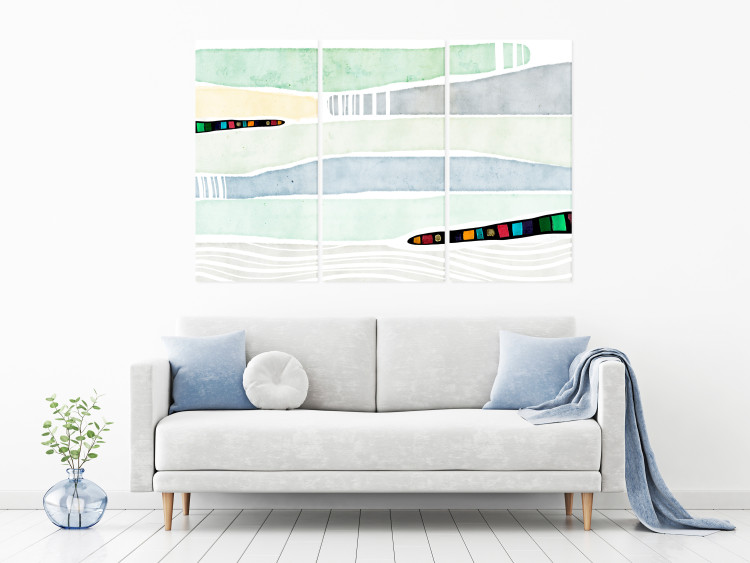 Canvas Art Print Pastel Fantasy (3-piece) - watercolor-painted abstraction 142646 additionalImage 3