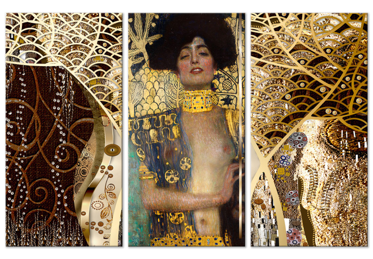 Canvas Judith by Klimt (3-piece) - elegant abstraction with a female figure 143446