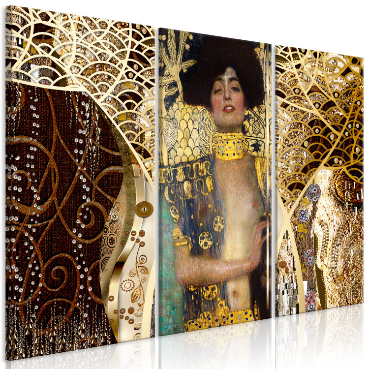 Canvas Judith by Klimt (3-piece) - elegant abstraction with a female figure 143446 additionalImage 2