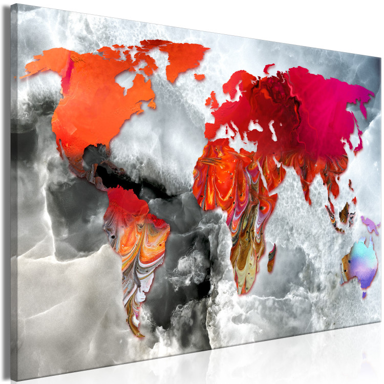 Canvas Art Print World Map with Red Accent (1-piece) Wide - abstraction 143746 additionalImage 2
