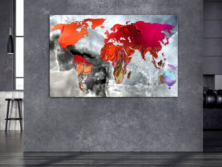 Canvas Art Print World Map with Red Accent (1-piece) Wide - abstraction 143746 additionalImage 3
