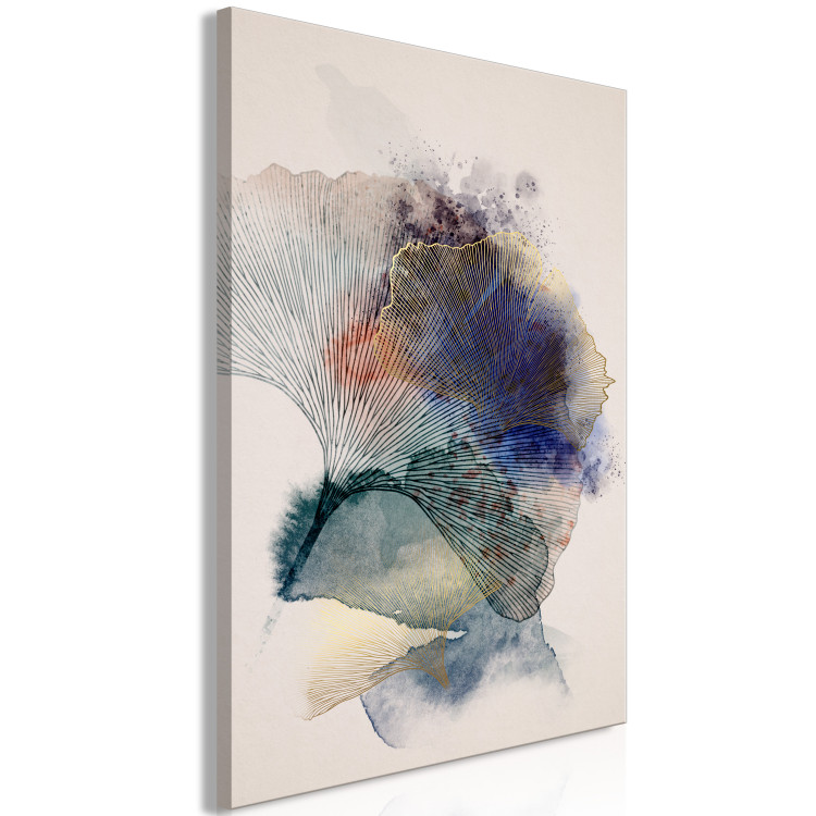 Canvas Print Gilded Plants (1-piece) - abstraction in delicate colorful leaves 144046 additionalImage 2