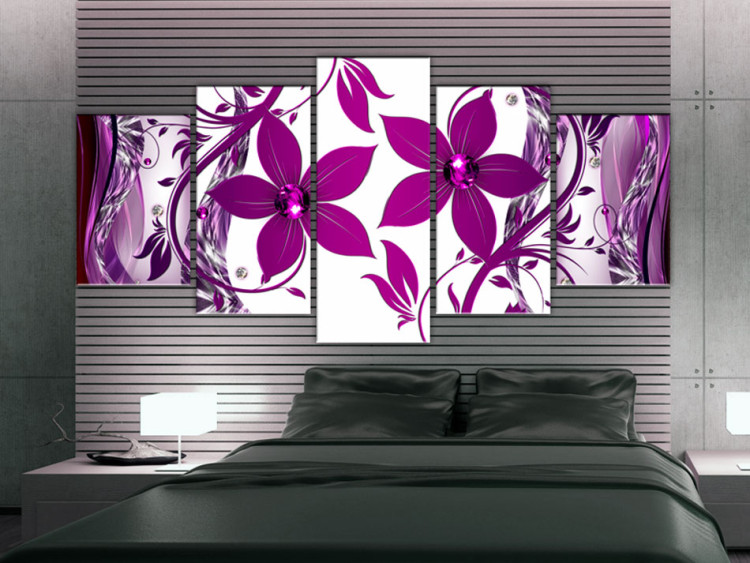 Canvas Print Purple Embrace (5-piece) - abstraction in purple flowers 149646 additionalImage 3