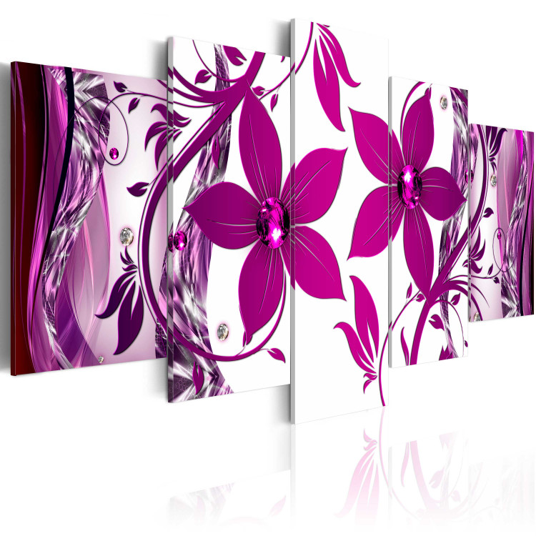Canvas Print Purple Embrace (5-piece) - abstraction in purple flowers 149646 additionalImage 2