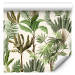Wallpaper Exotic Pattern - Green Palm Trees and Banana Trees on a White Background 150046 additionalThumb 1