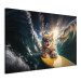 Canvas Print AI Cat - Ginger Animal Surfing on a Board in a Stormy Sea - Horizontal 150246 additionalThumb 2
