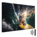 Canvas Print AI Cat - Ginger Animal Surfing on a Board in a Stormy Sea - Horizontal 150246 additionalThumb 8