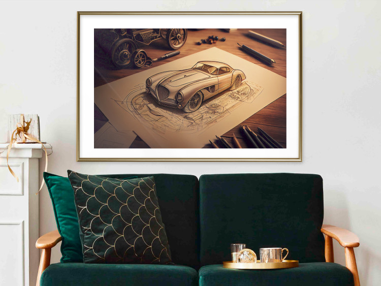 Poster Car Sketch - A Drawing of a Retro Car Generated by AI 151146 additionalImage 14