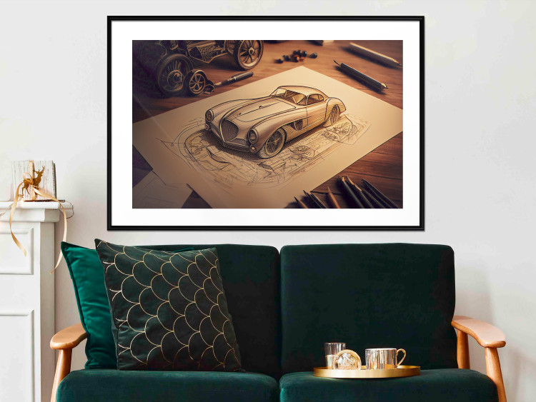 Poster Car Sketch - A Drawing of a Retro Car Generated by AI 151146 additionalImage 8
