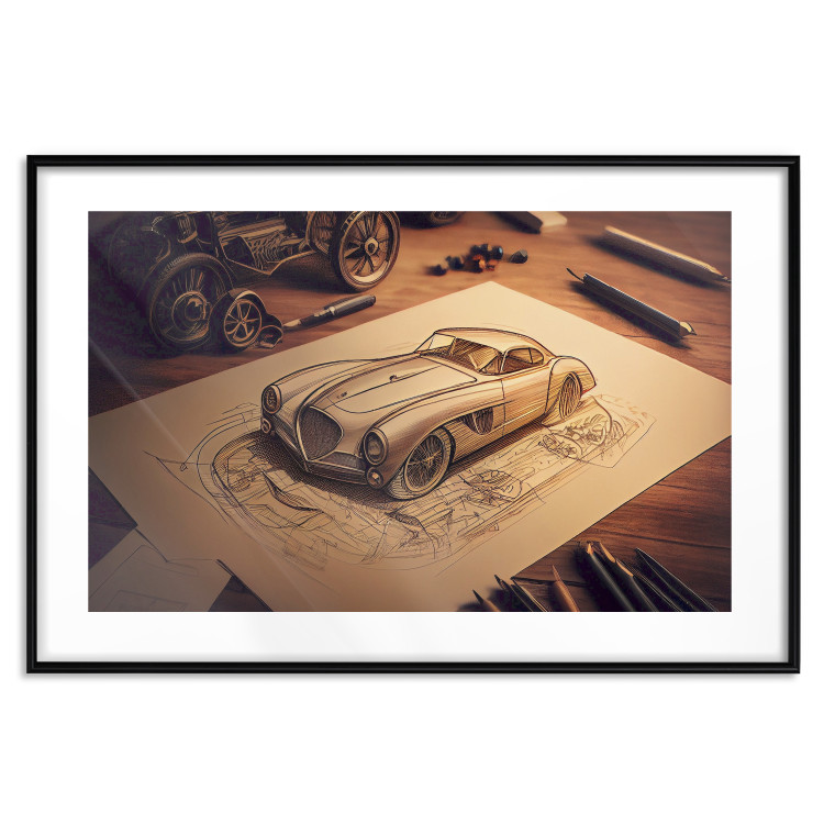 Poster Car Sketch - A Drawing of a Retro Car Generated by AI 151146 additionalImage 20