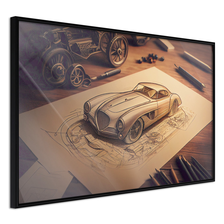 Poster Car Sketch - A Drawing of a Retro Car Generated by AI 151146 additionalImage 6