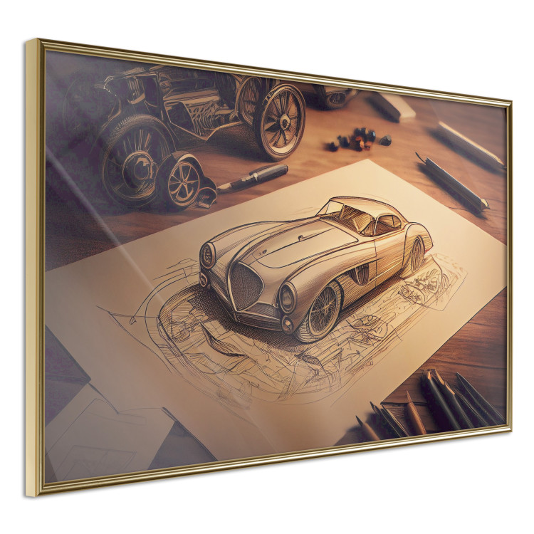 Poster Car Sketch - A Drawing of a Retro Car Generated by AI 151146 additionalImage 9