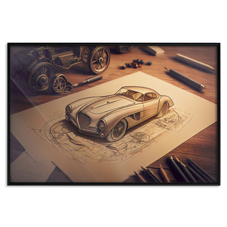 Poster Car Sketch - A Drawing of a Retro Car Generated by AI 151146 additionalImage 15