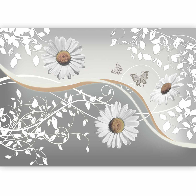 Wall Mural Daisies - Fantasy with Flowers on Background with Plant Pattern and Butterflies 60846 additionalImage 1