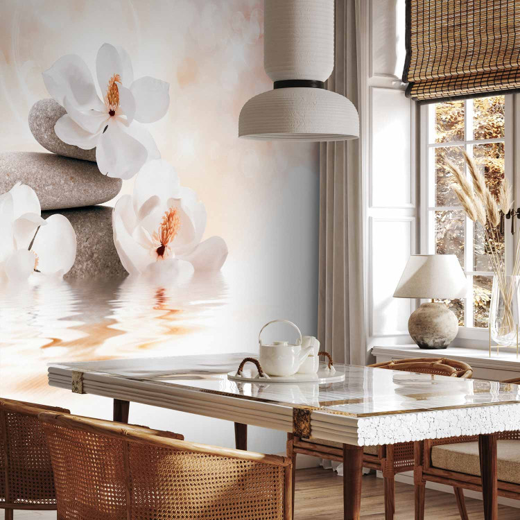 Wall Mural Orient - magnolia flower motif with zen stones on a delicate background 87846 additionalImage 7